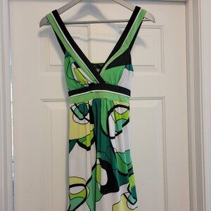 City Triangles Geometric Shape / Pattern Green, White and Black  Dress wit